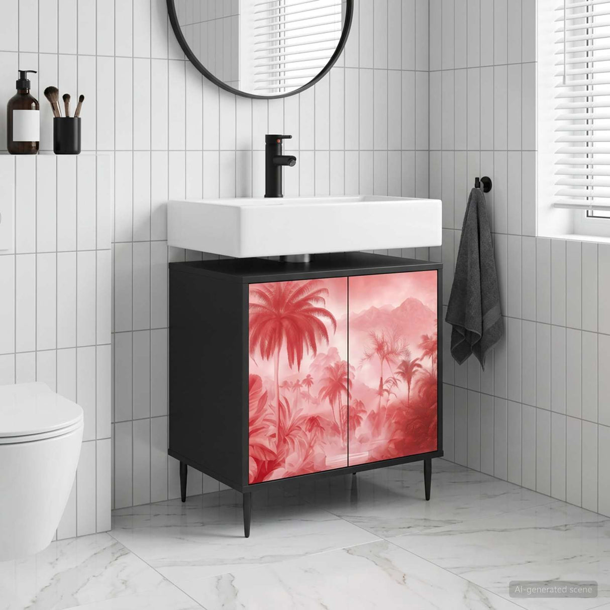 vidaXL Badkamerkast RHENEN Zwart eiken 60 x 40 x 61 cm Bewerkt hout