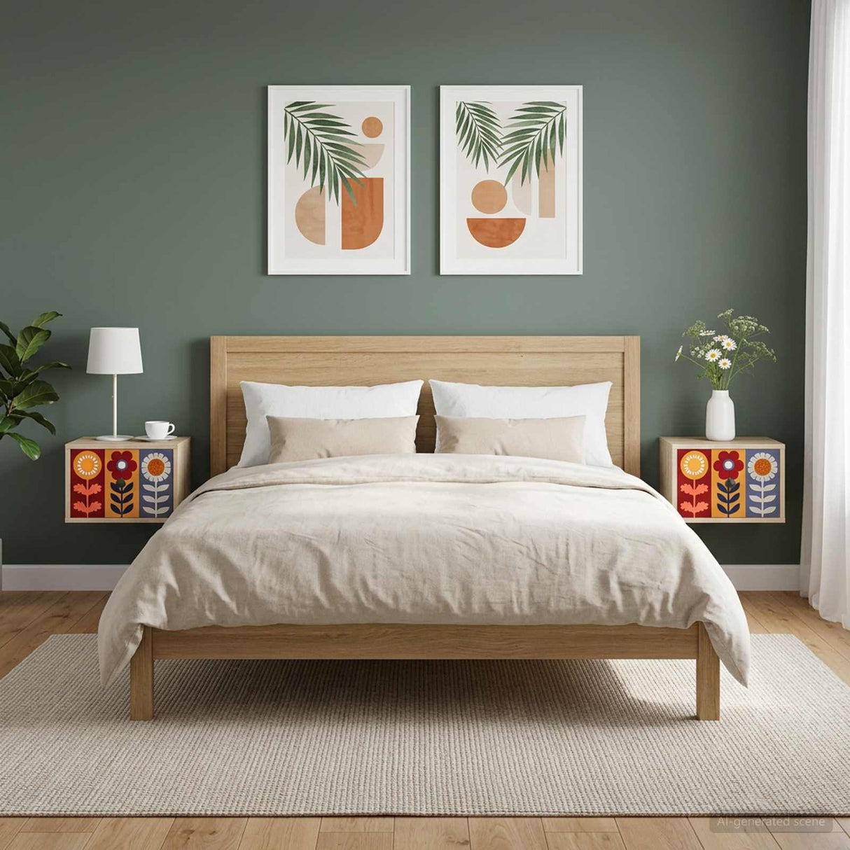 vidaXL Wandkastje voor Bed RHENEN Sonoma Eiken 36 x 33 x 25 cm