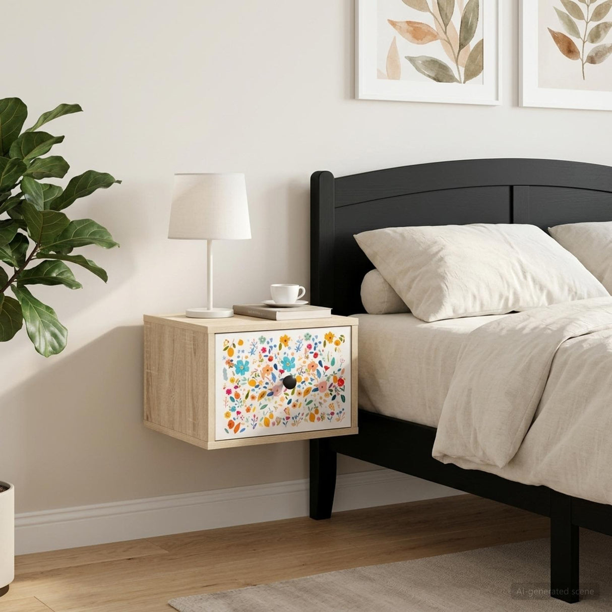 vidaXL Wandkastje voor Bed RHENEN Sonoma Eiken 36 x 33 x 25 cm