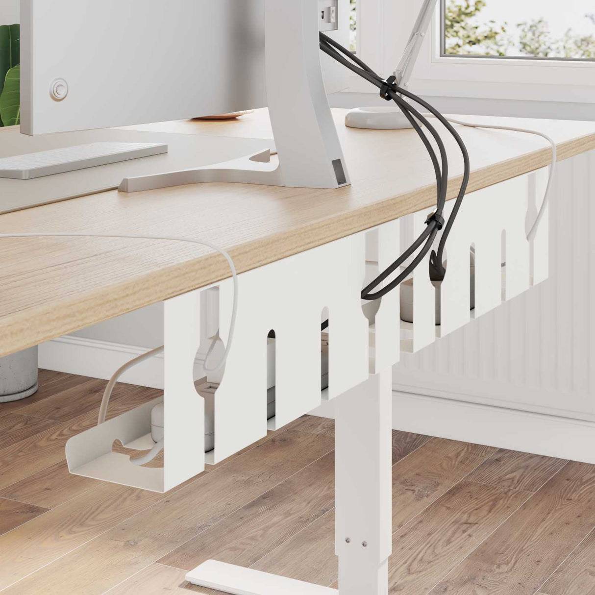 vidaXL Onder bureaustandaard voor kabelbeheer 2 st Wit 43 x 10 x 15 cm