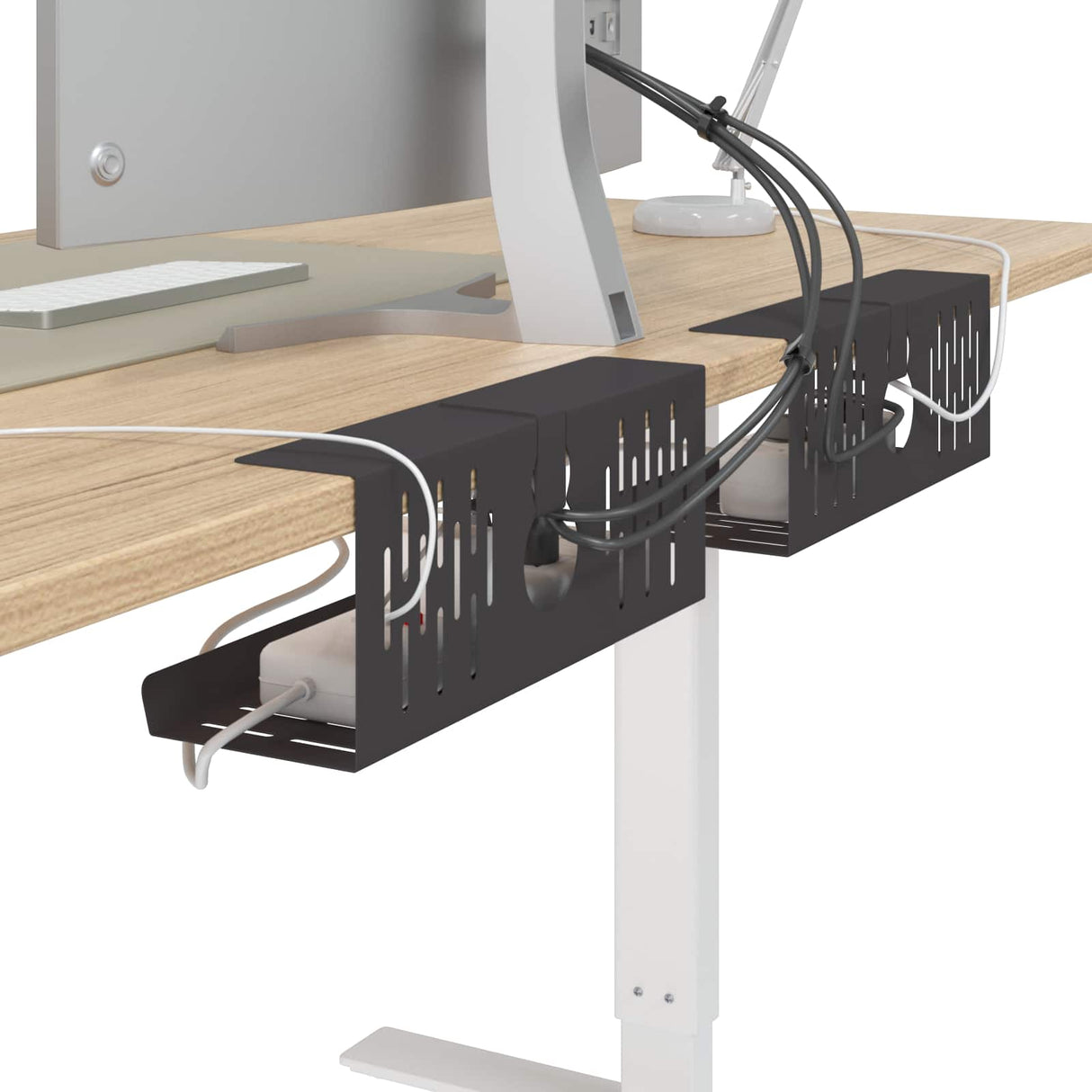 vidaXL Kabelgoot voor onder bureau 2 st Antracietkleurig