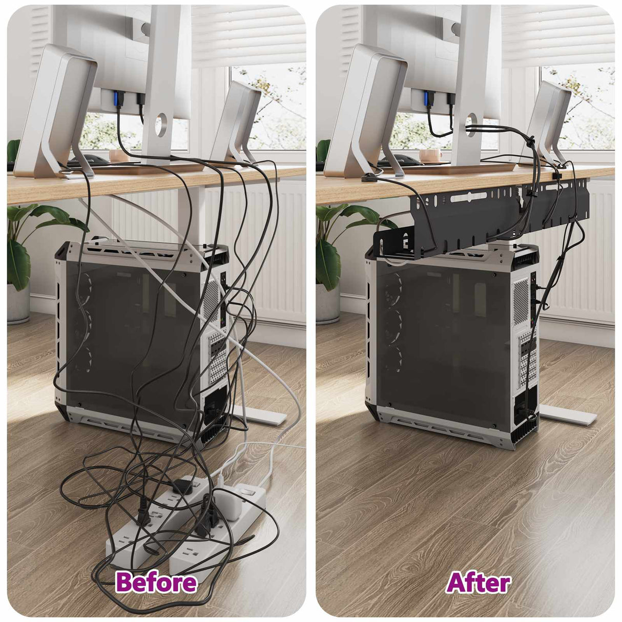 vidaXL Cable Management Tray for Under Desk 2 pcs Anthracite