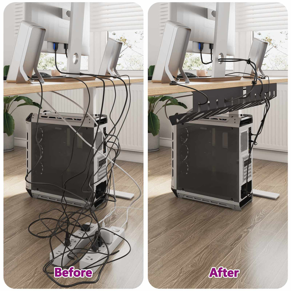 vidaXL Cable Duct for Under Desk 2 pcs Anthracite