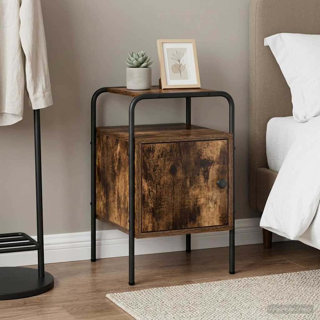 vidaXL Nightstand 2 pcs Smoked oak Engineered wood