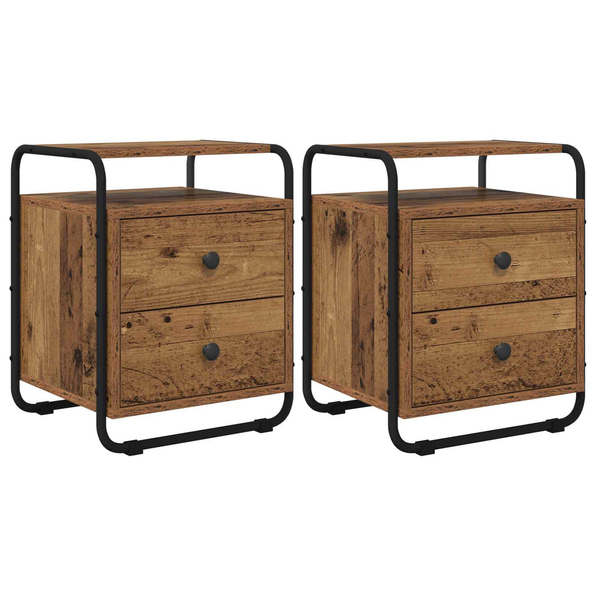 vidaXL Nightstand 2 pcs Reclaimed Wood Solid Wood