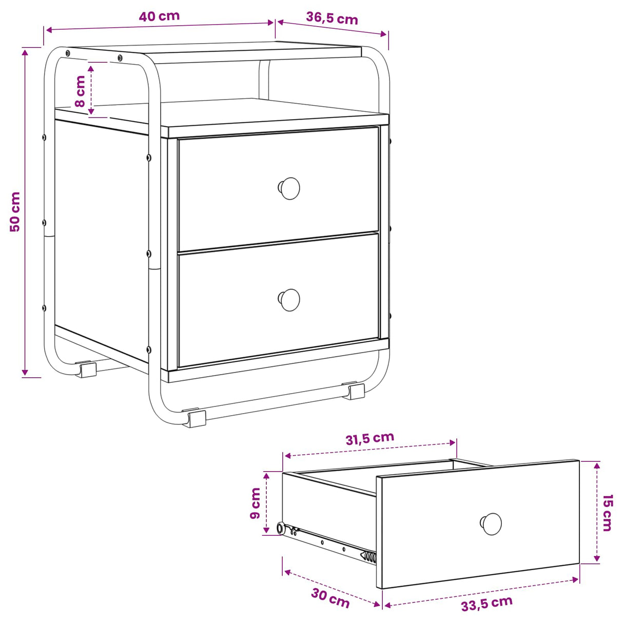vidaXL Nightstand 2 pcs Reclaimed Wood Solid Wood