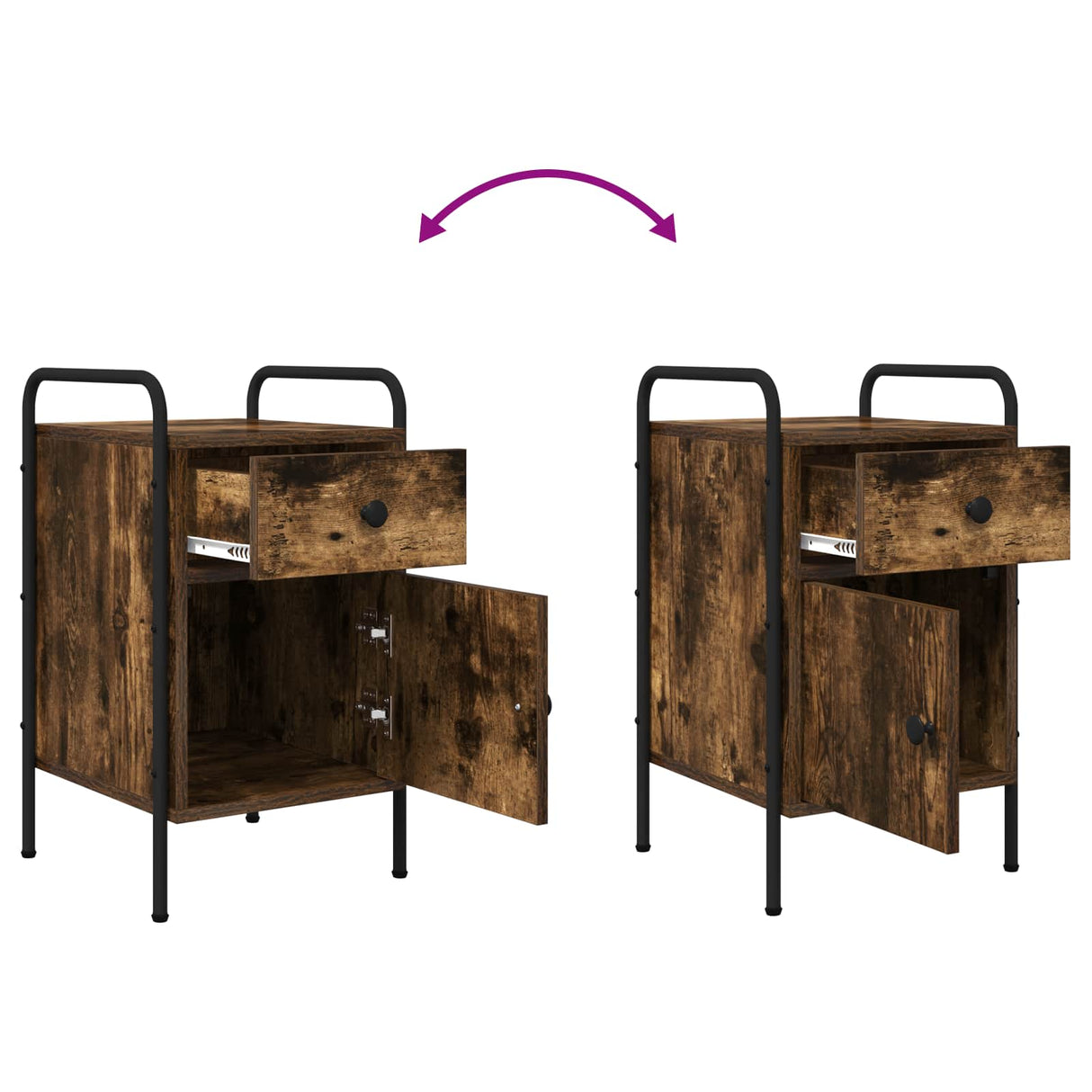 vidaXL Nightstand Smoked Oak 35x36.5x61 cm Engineered Wood