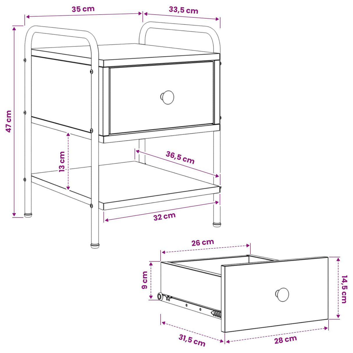 vidaXL Nachtkastje 2 st Zwart eiken Bewerkt hout