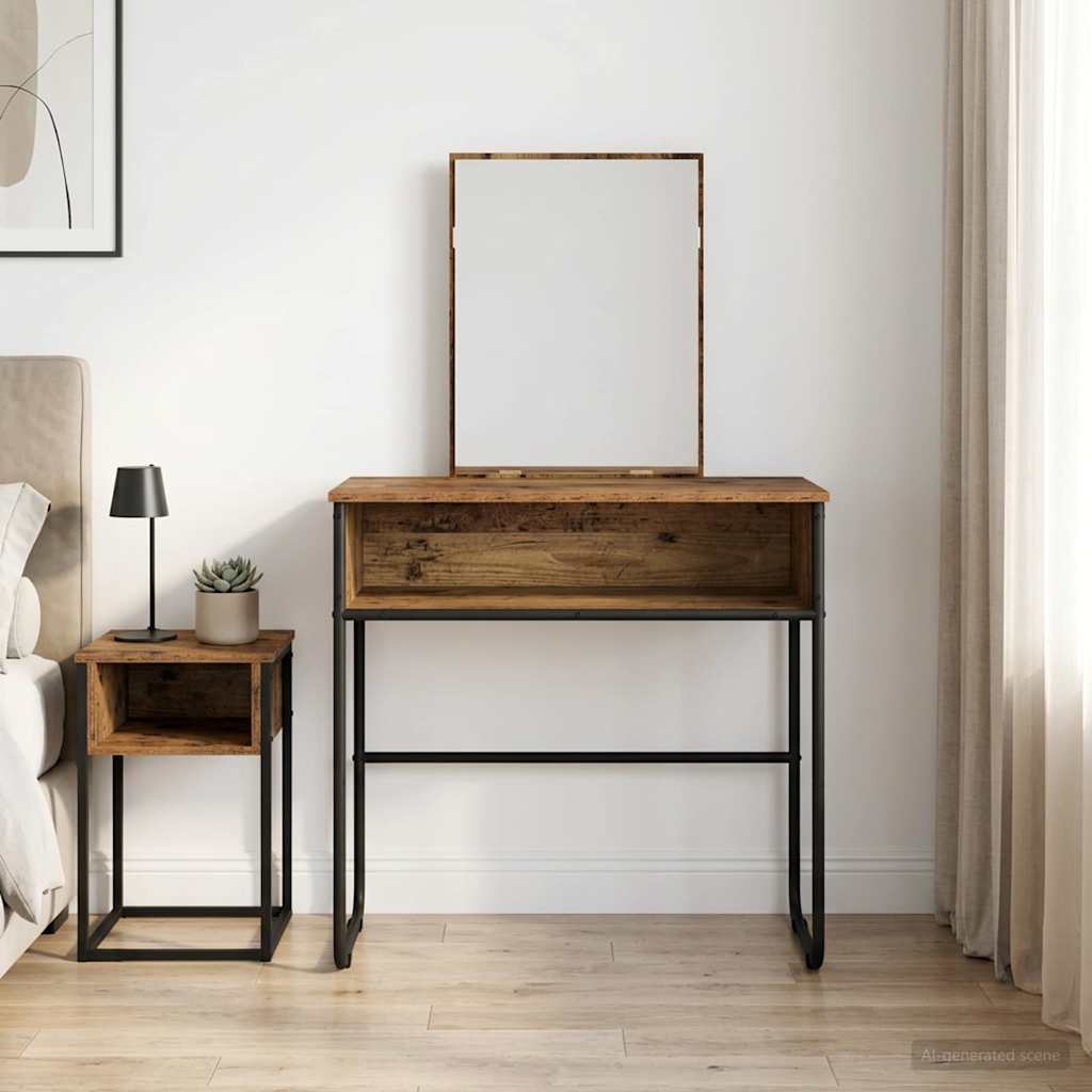 vidaXL Dressing Table with Shelf Grey Sonoma 81x40x131 cm Engineered Wood