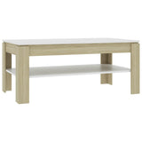 vidaXL Coffee Table 110x60x47 cm Engineered Wood White and Sonoma Oak