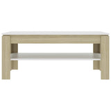 vidaXL Coffee Table 110x60x47 cm Engineered Wood White and Sonoma Oak