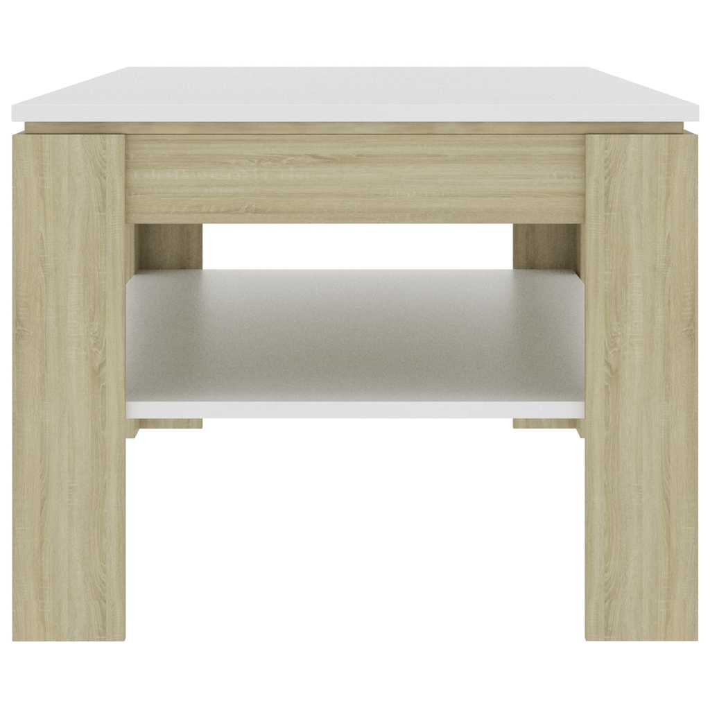vidaXL Coffee Table 110x60x47 cm Engineered Wood White and Sonoma Oak