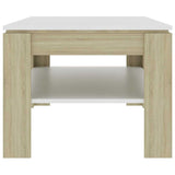 vidaXL Coffee Table 110x60x47 cm Engineered Wood White and Sonoma Oak