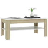 vidaXL Coffee Table 110x60x47 cm Engineered Wood White and Sonoma Oak