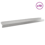 vidaXL Gazonrand 10 pcs 100 x 10 x 8 cm Staal Zilverkleurig