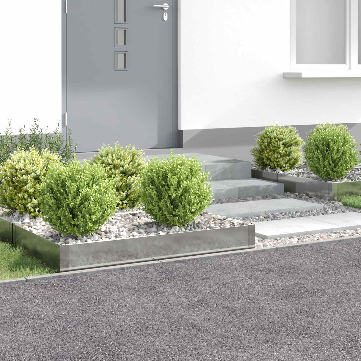 vidaXL Gazonrand 60 x 60 x 20 cm Staal Zilverkleurig