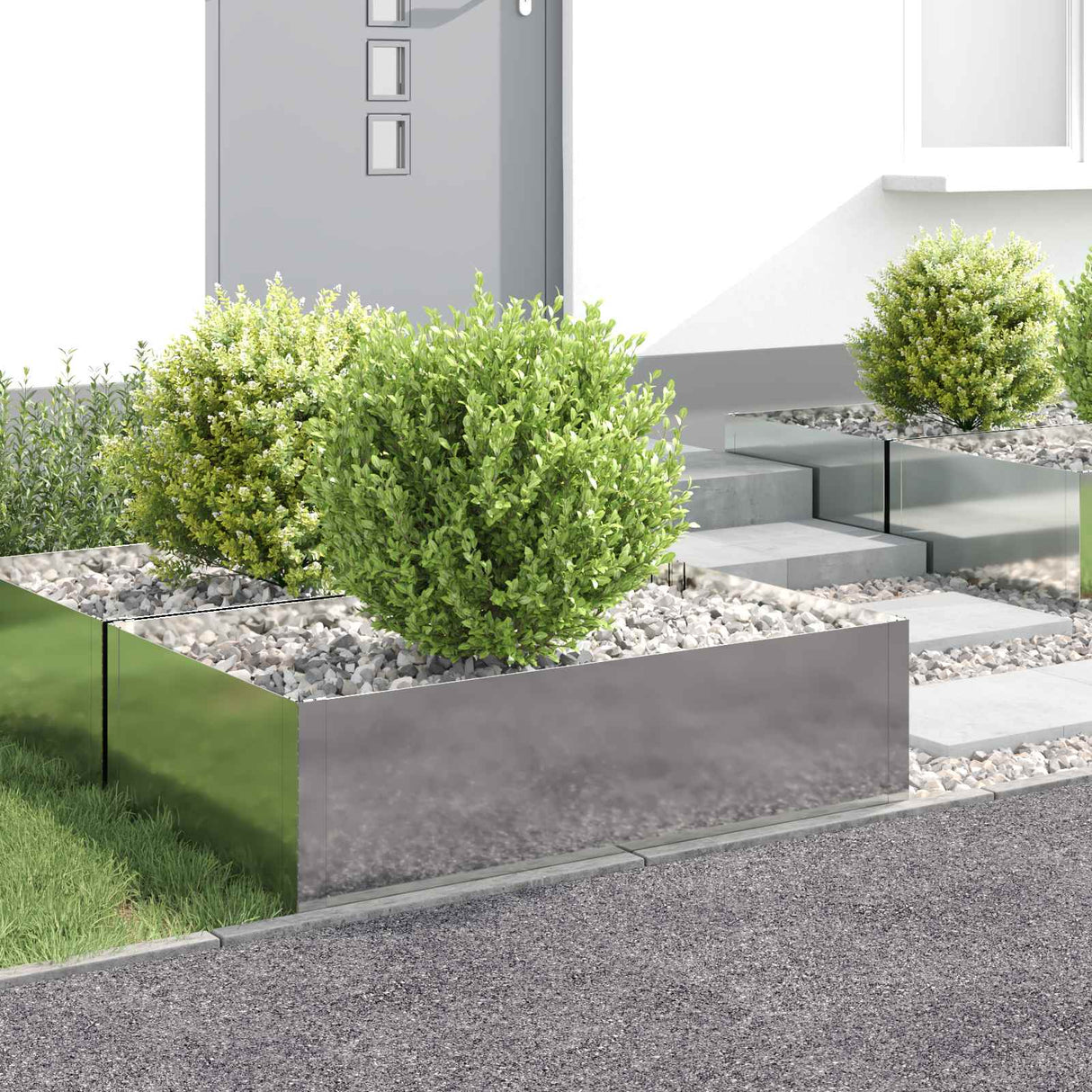 vidaXL Gazonrand 60 x 60 x 20 cm Staal Zilverkleurig