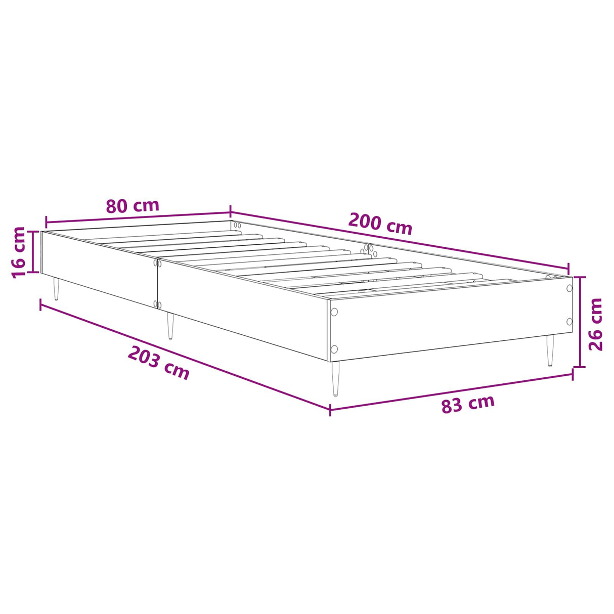 vidaXL Bedframe Wit 80 x 200 cm Bewerkt hout