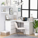 vidaXL Corner Desk 145x100x76 cm Engineered Wood White