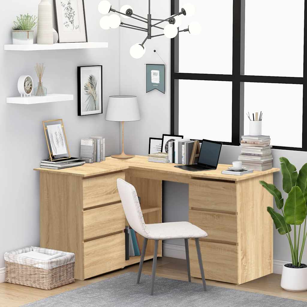 vidaXL Corner Desk 145x100x76 cm Engineered Wood White
