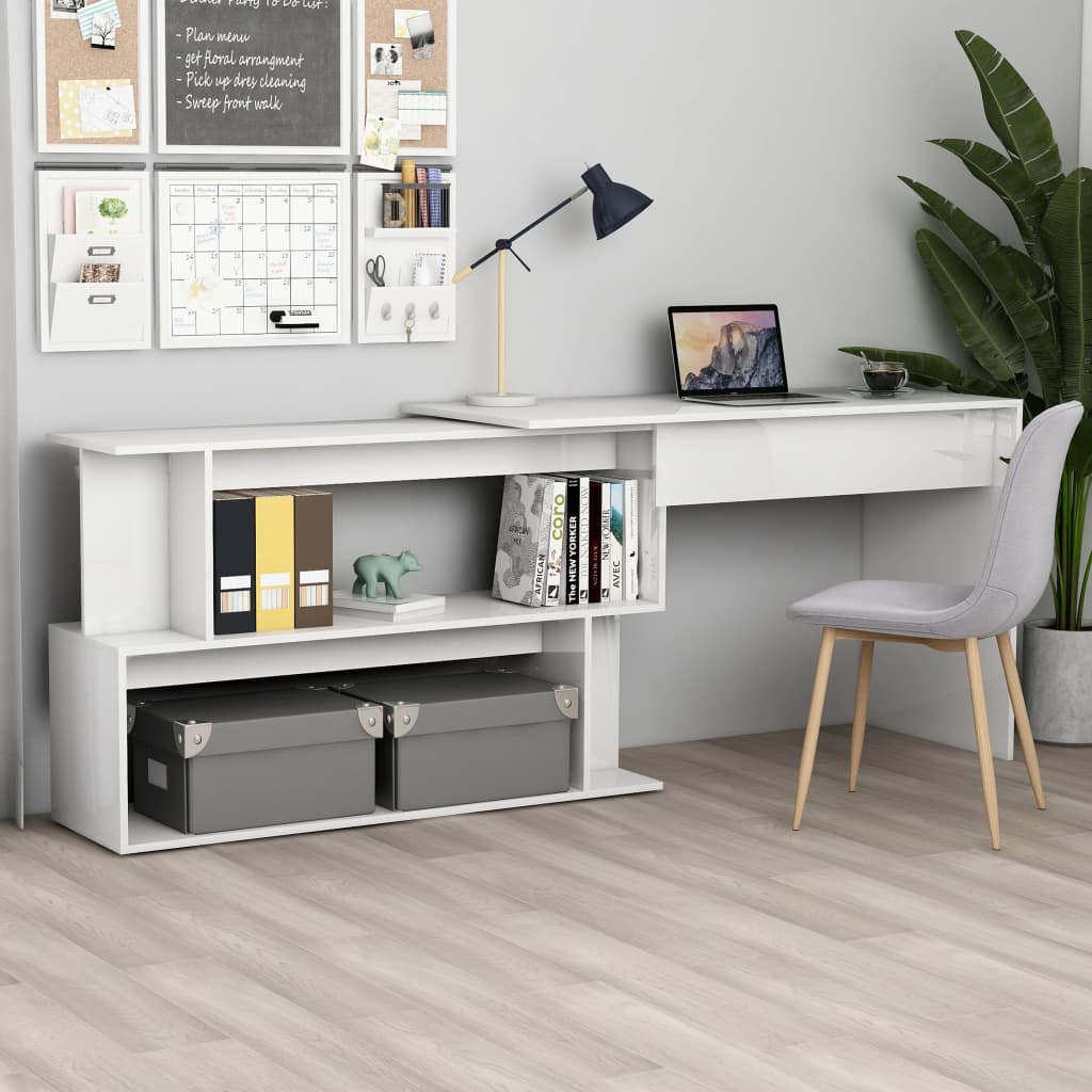 vidaXL Hoekbureau 200x50x76 cm bewerkt hout wit