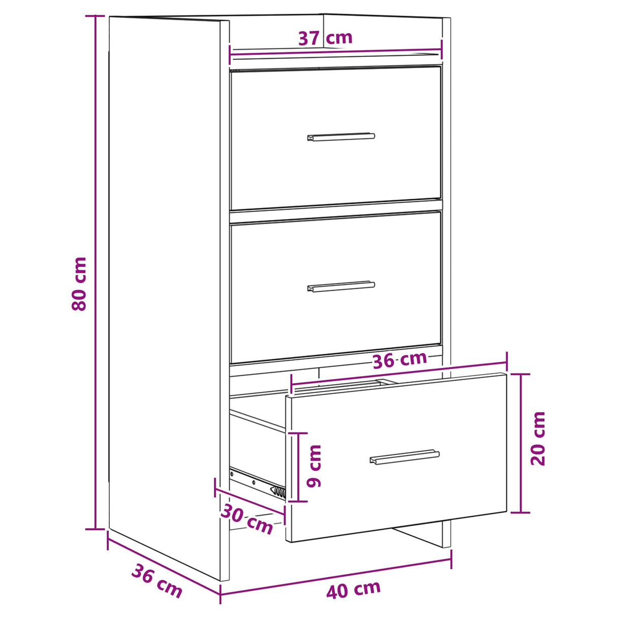 vidaXL Dressoir Wit 40 x 36 x 80 cm Bewerkt hout