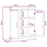 vidaXL Dressoir Wit 72 x 36 x 80 cm Bewerkt hout