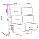 vidaXL Dressoir Wit 75 x 33 x 80 cm Bewerkt hout