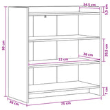 vidaXL Dressoir Wit 75 x 36 x 80 cm Bewerkt hout