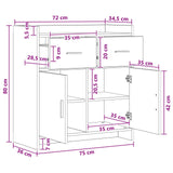 vidaXL Dressoir Wit 75 x 36 x 80 cm Bewerkt hout