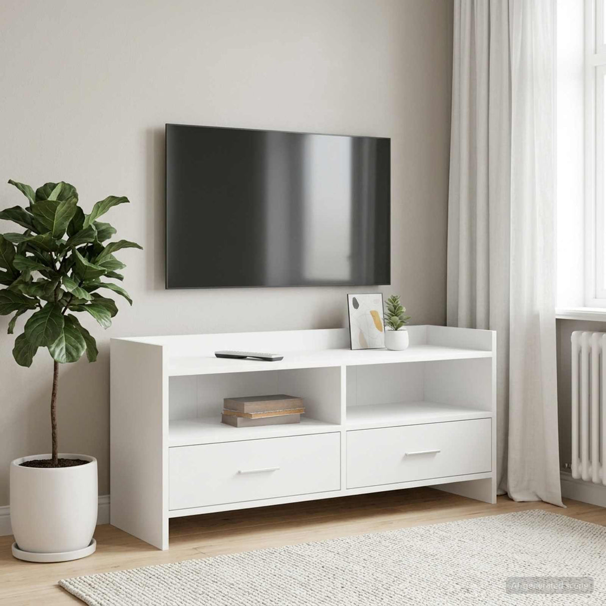 vidaXL TV Kast 100 x 33 x 47 cm Wit Bewerkt hout