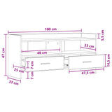 vidaXL TV Kast 100 x 33 x 47 cm Wit Bewerkt hout