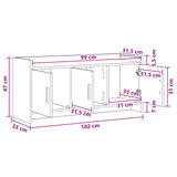 vidaXL TV Kast 102 x 33 x 47 cm Wit Bewerkt hout