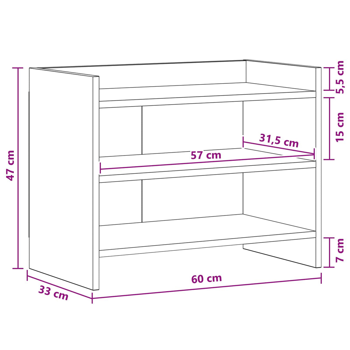 vidaXL TV Kast 60 x 33 x 47 cm Wit Bewerkt hout