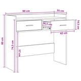 vidaXL Wandtafel Wit 90 x 35 x 80 cm Bewerkt hout