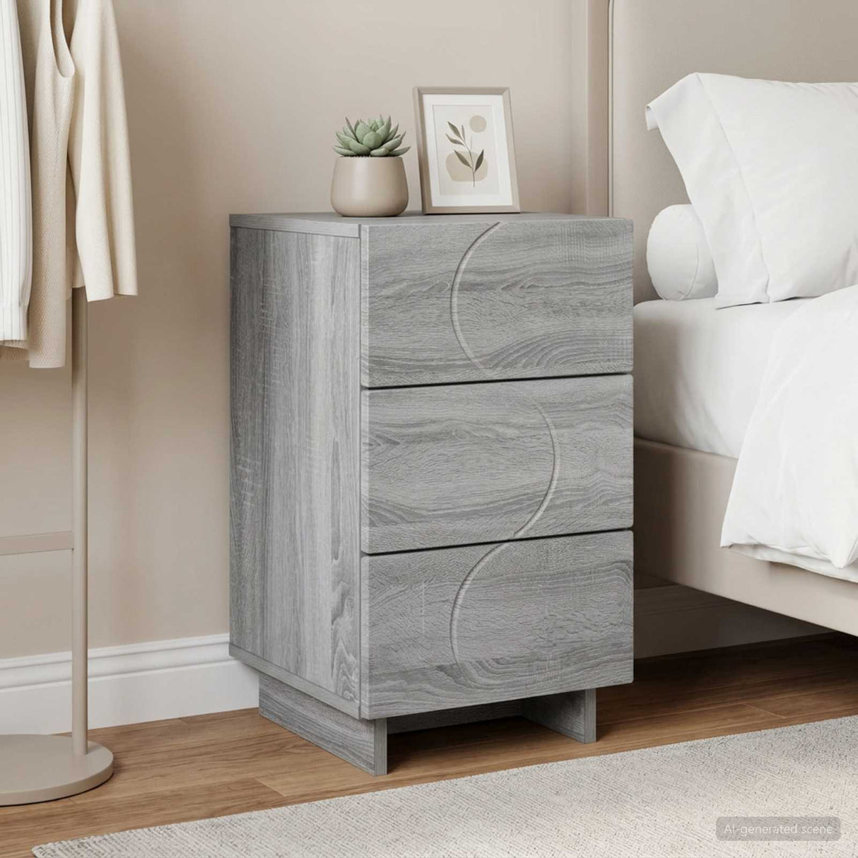 vidaXL Bedside Cabinet White 33.5x34.5x60 cm Engineered Wood