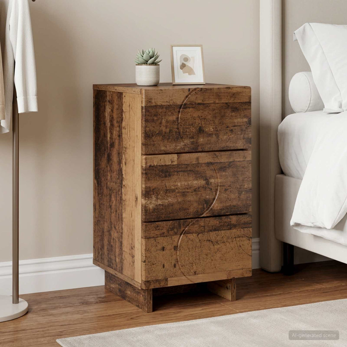 vidaXL Bedside Cabinet White 33.5x34.5x60 cm Engineered Wood