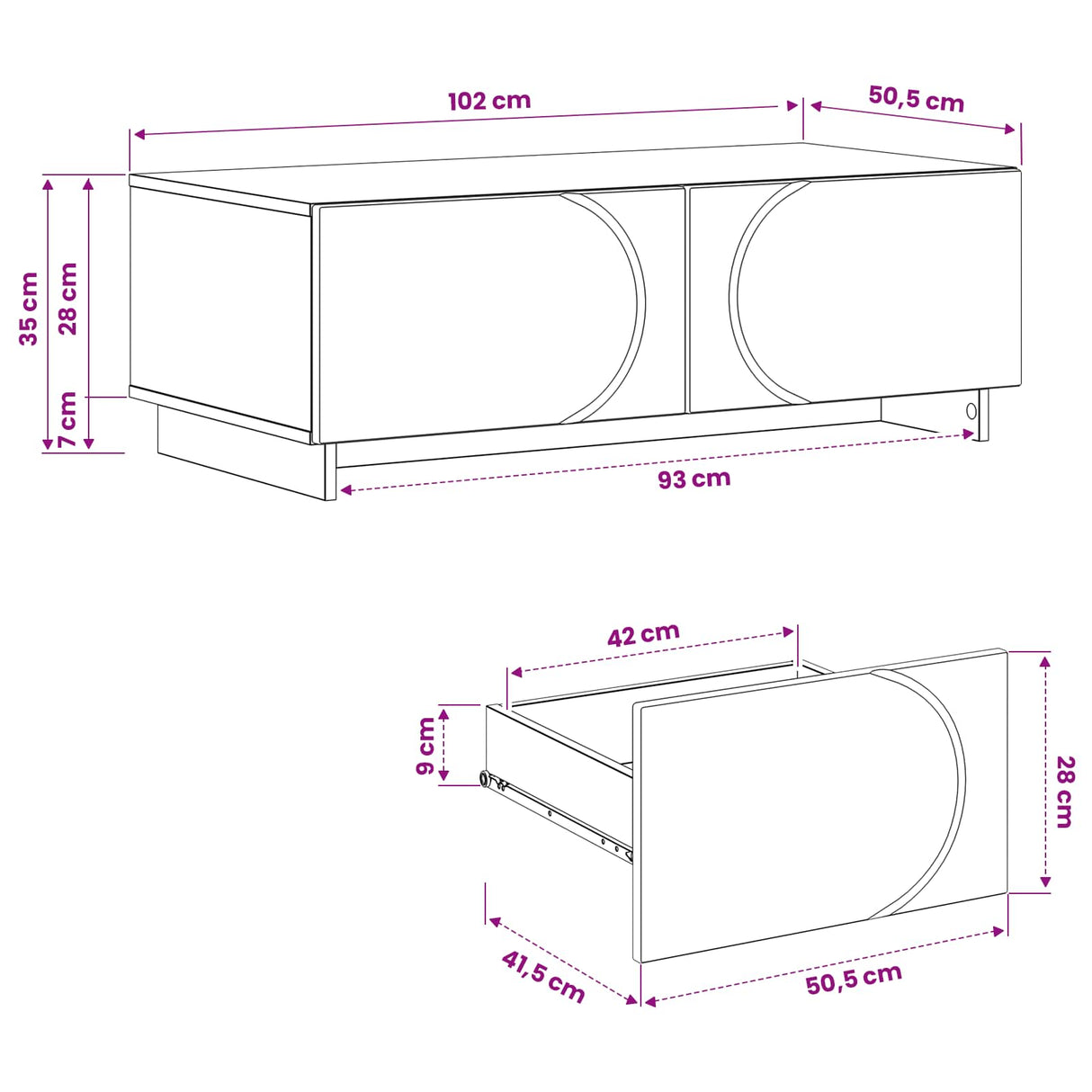 vidaXL Salontafel Gerookt eiken 102 x 50,5 x 35 cm Bewerkt hout