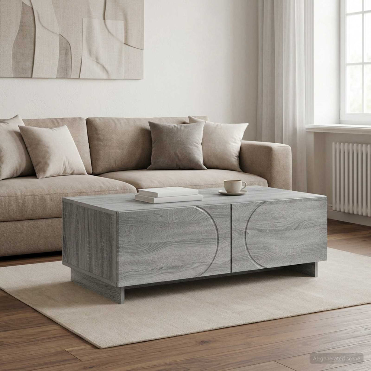 vidaXL Salontafel Gerookt eiken 102 x 50,5 x 35 cm Bewerkt hout