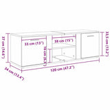 vidaXL TV cabinet 120x34x37 cm engineered wood white
