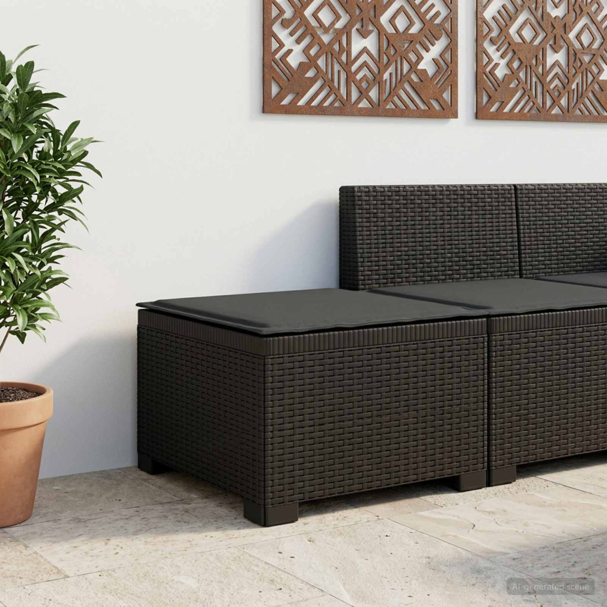 vidaXL Eén-zits Tuin Sofa Rieten Look PP Antraciet