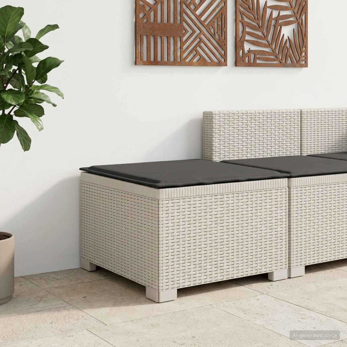 vidaXL Eén-zits Tuin Sofa Rieten Look PP Antraciet