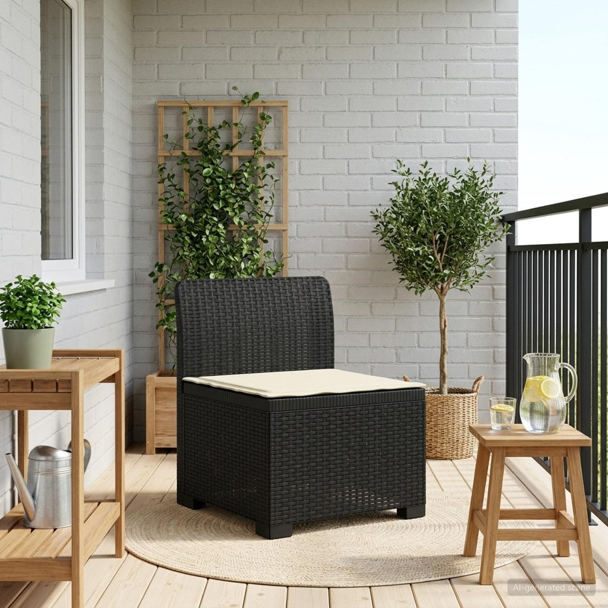 vidaXL Eén-zits Tuin Sofa Rieten Look PP Antraciet