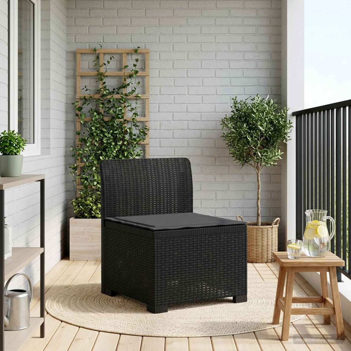 vidaXL Eén-zits Tuin Sofa Rieten Look PP Antraciet