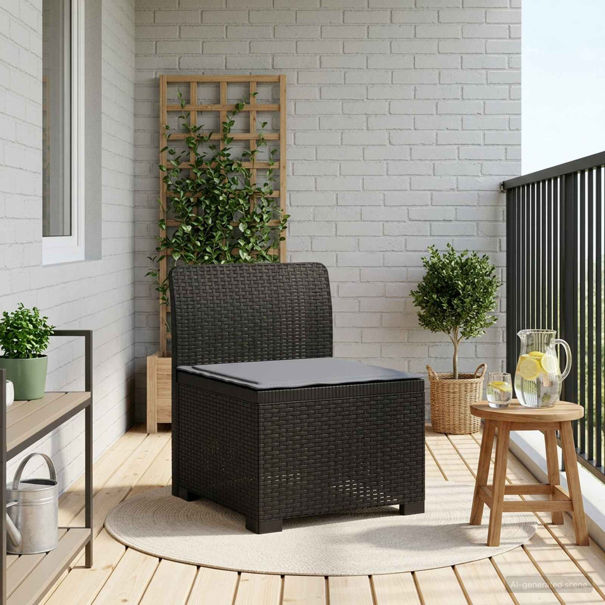 vidaXL Eén-zits Tuin Sofa Rieten Look PP Antraciet