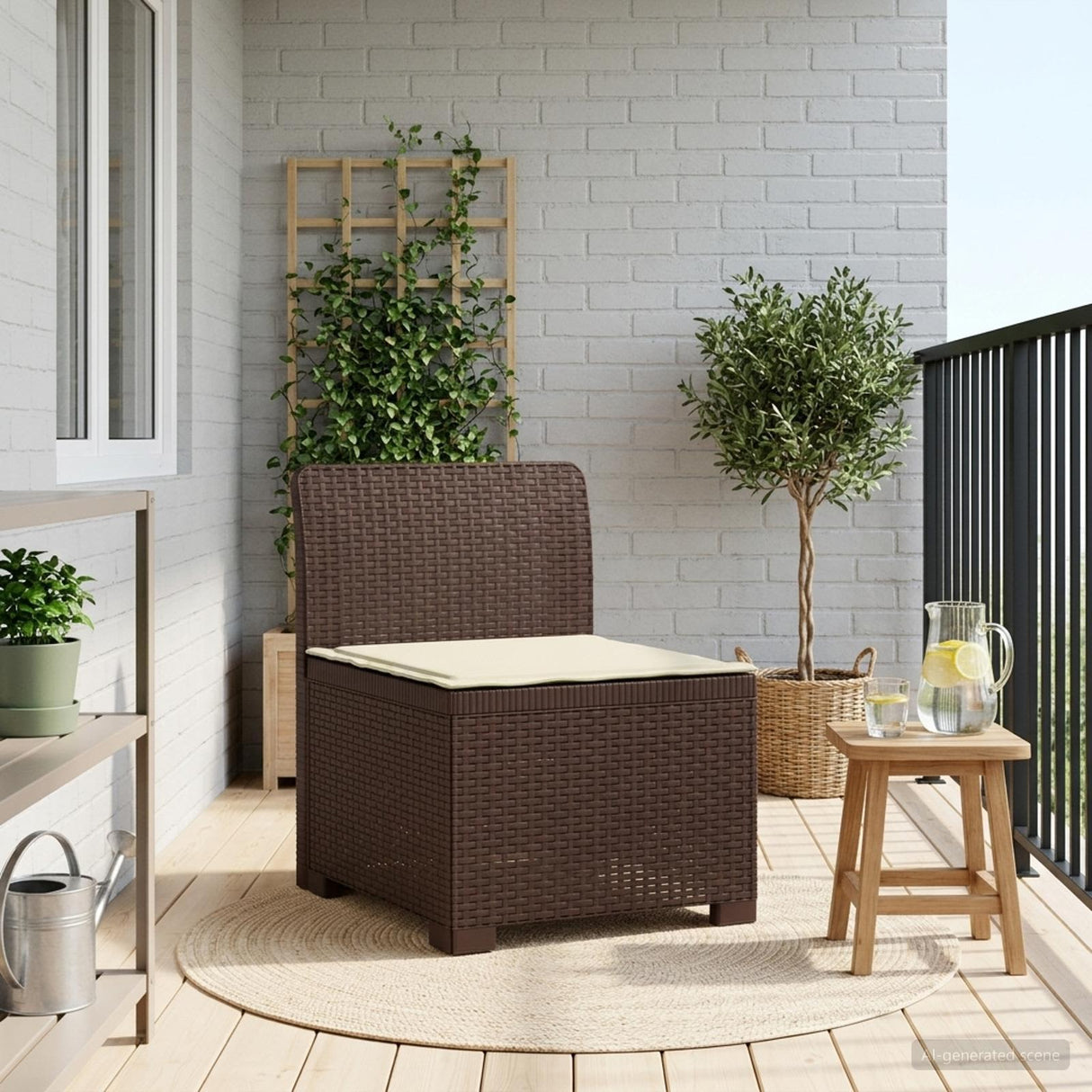 vidaXL Eén-zits Tuin Sofa Rieten Look PP Antraciet