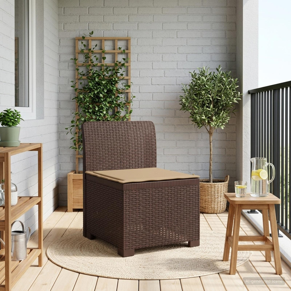 vidaXL Eén-zits Tuin Sofa Rieten Look PP Antraciet