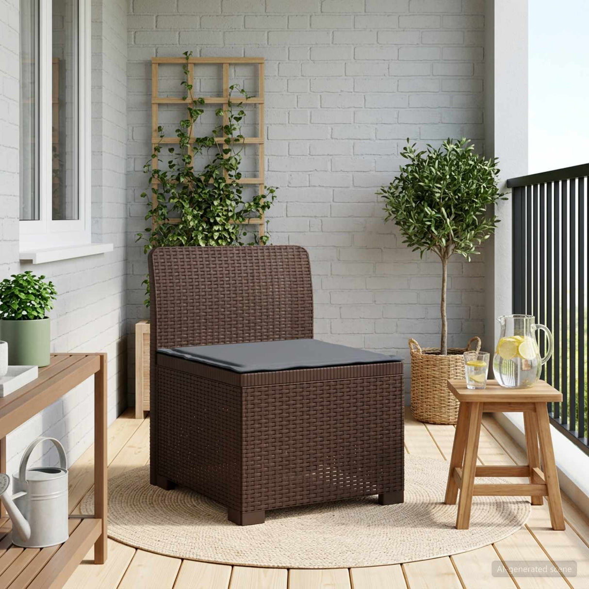 vidaXL Eén-zits Tuin Sofa Rieten Look PP Antraciet