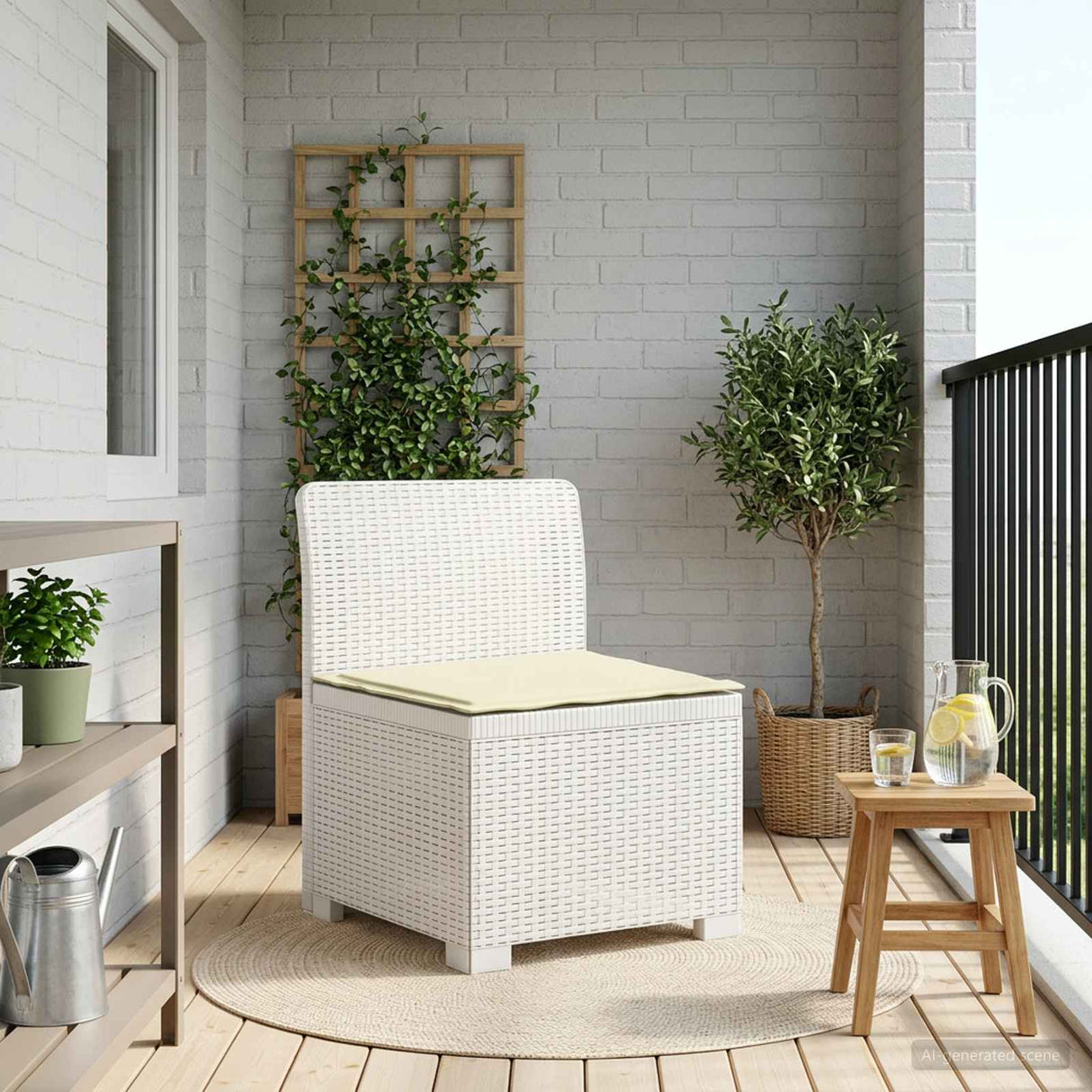 vidaXL Eén-zits Tuin Sofa Rieten Look PP Antraciet