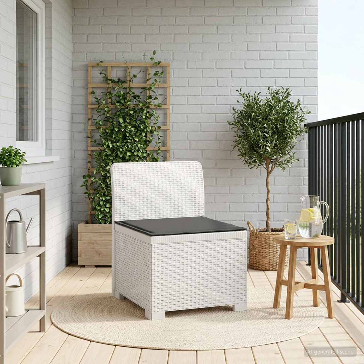 vidaXL Eén-zits Tuin Sofa Rieten Look PP Antraciet